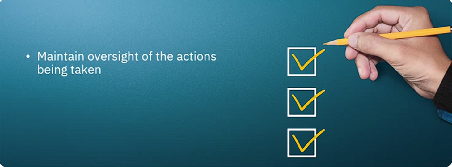Checklist representing human oversight of automated actions