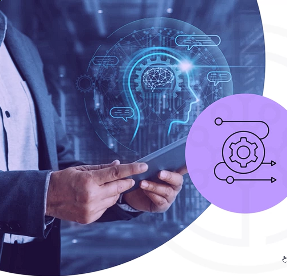 A person mapping an AI-enabled business process on a tablet
